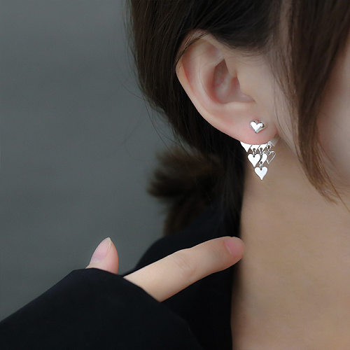 1 paire de clous d'oreilles en cuivre plaqué en forme de cœur, Style Streetwear Simple