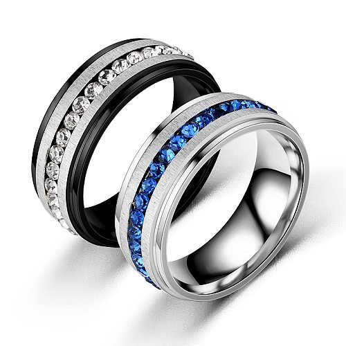 Jóias de anel de diamantes coloridos em aço inoxidável por atacado