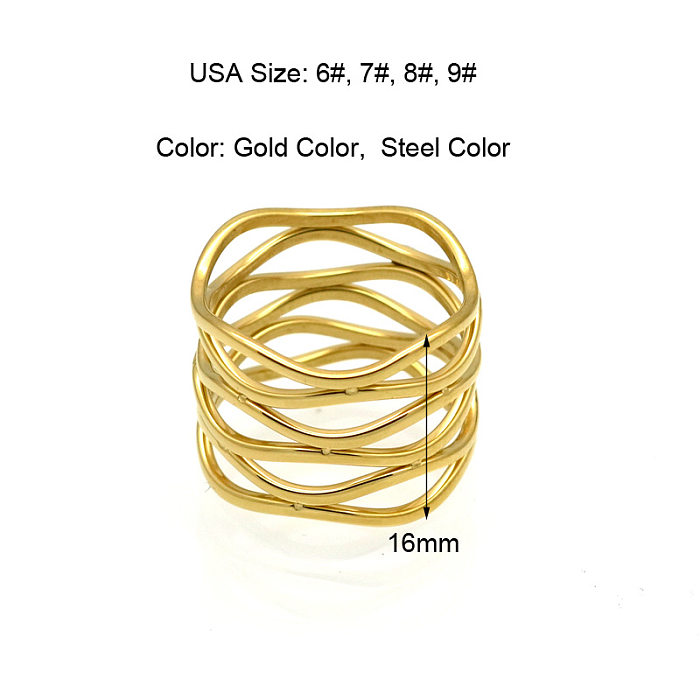 1 Piece Simple Style Solid Color Titanium Steel Hollow Out Rings