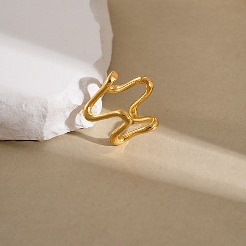 Atacado estilo francês estilo moderno artístico geométrico chapeamento de aço inoxidável anéis banhados a ouro