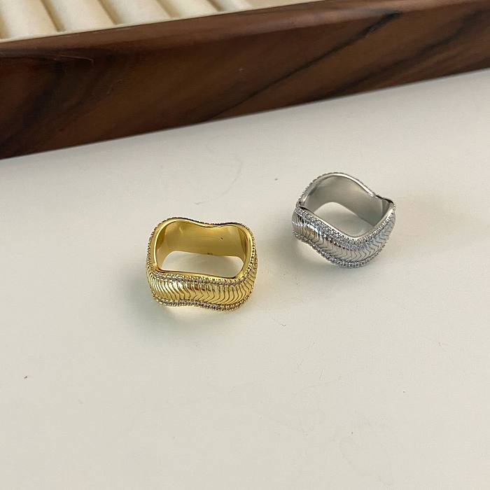 Lässige Streetwear-Ringe mit geometrischer Kupferbeschichtung