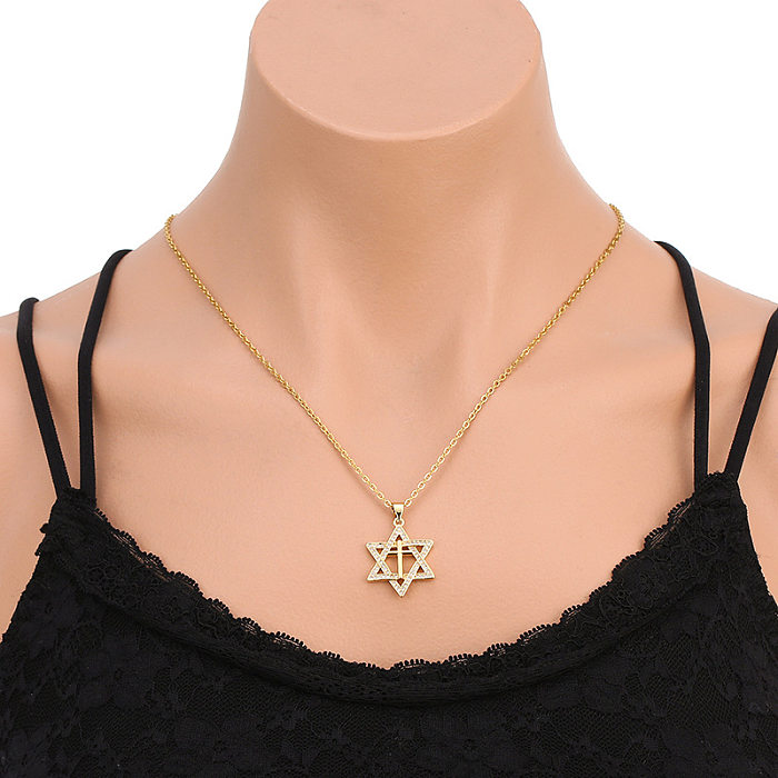 Fashion Star Copper Necklace Inlay Rhinestone Stainless Steel Necklaces