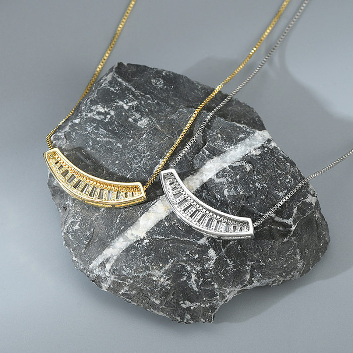 Modische geometrische Zirkon-Halskette mit Kupferbeschichtung, 1 Stück