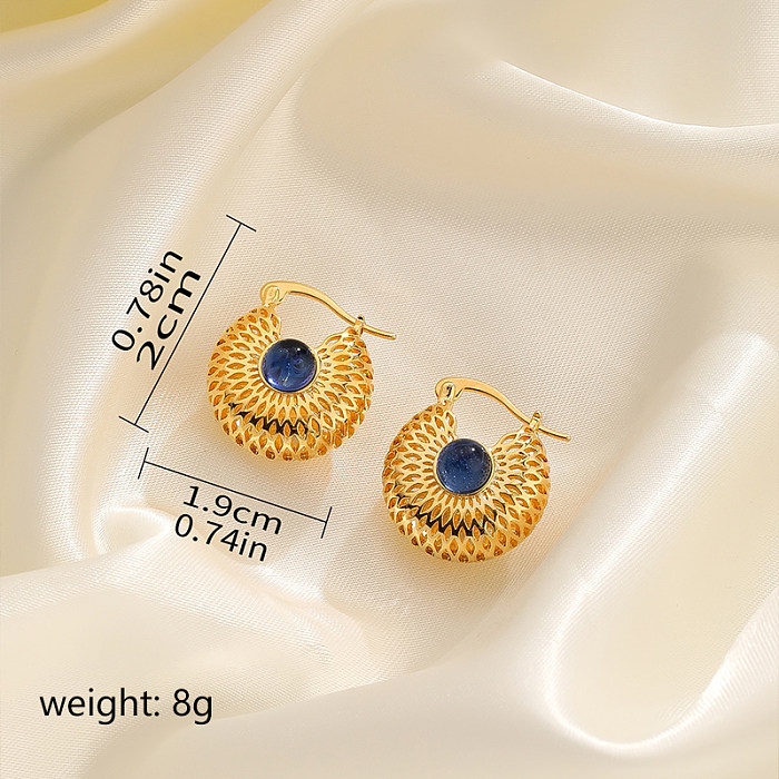 1 Pair Vintage Style Commute Semicircle Plating Hollow Out Copper 18K Gold Plated Ear Studs