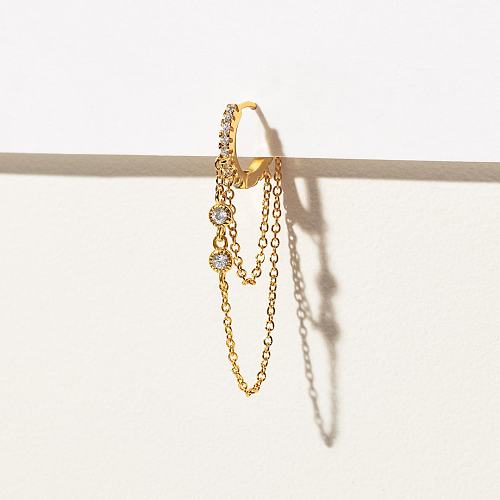 Fashion Geometric Brass Inlay Zircon Earrings 1 Piece