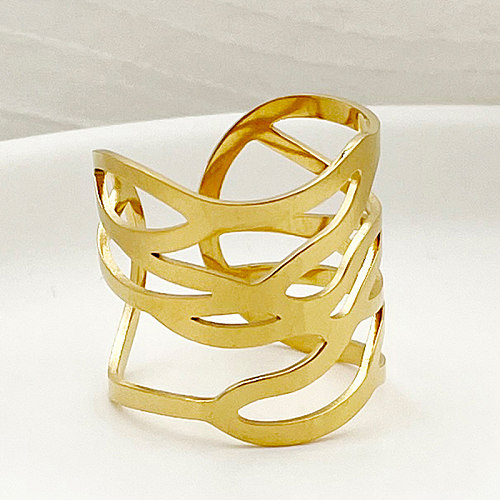 Casual Simple Style Streetwear Irregular Stainless Steel Plating Gold Plated Open Rings