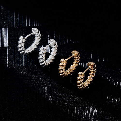 1 Paar Streetwear-Ohrringe mit runder Beschichtung aus Kupfer, vergoldet und versilbert
