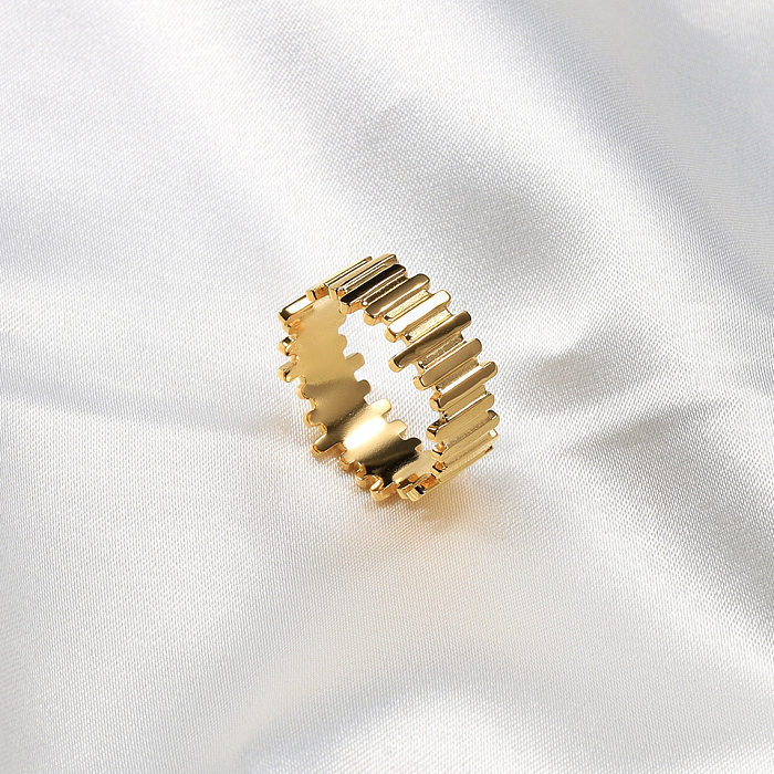 Anéis de chapeamento de aço de titânio retangular de cor sólida estilo simples de 1 peça
