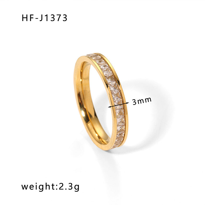 IG Style Modern Style Korean Style Geometric Heart Shape Stainless Steel Plating Inlay Zircon Open Rings