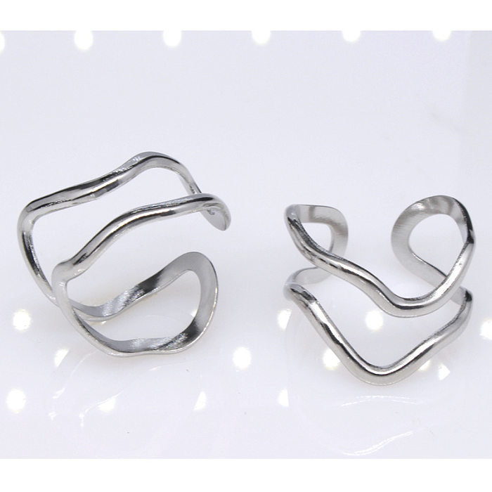 Fashion Geometric Titanium Steel Plating Open Ring 1 Piece