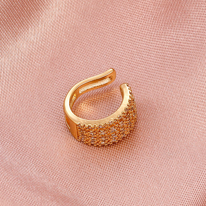 Retro Micro-set Zircon Women's Fashion Wide Geometric C-shaped Copper Ear Clips