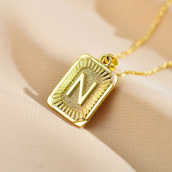 Casual Classic Style Letter Copper Gold Plated Pendant Necklace
