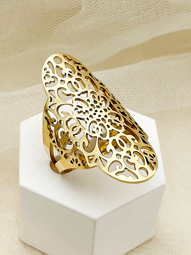 Commute Solid Color Stainless Steel Gold Plated Open Ring In Bulk