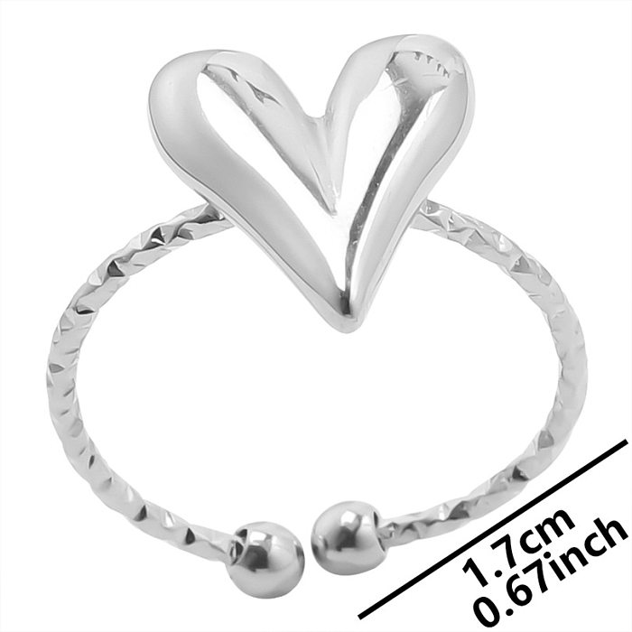 Simple Style Heart Shape Stainless Steel Polishing Rings