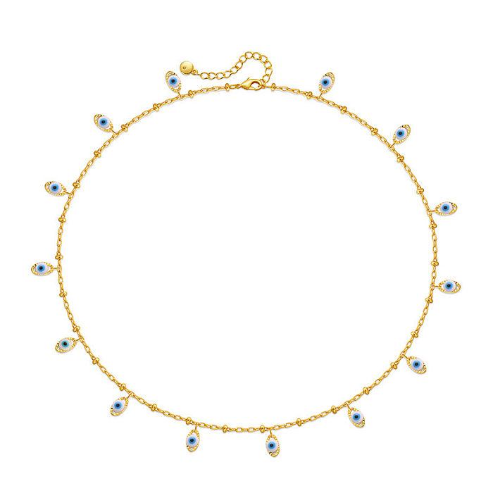 Ethnic Style Eye Copper Plating Pendant Necklace