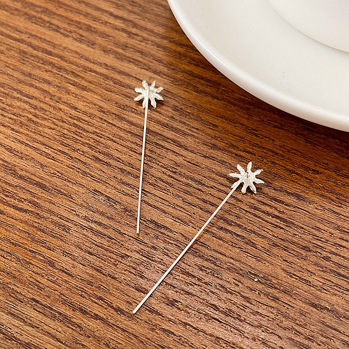 1 Pair Simple Style Flower Copper Plating 14K Gold Plated Ear Line