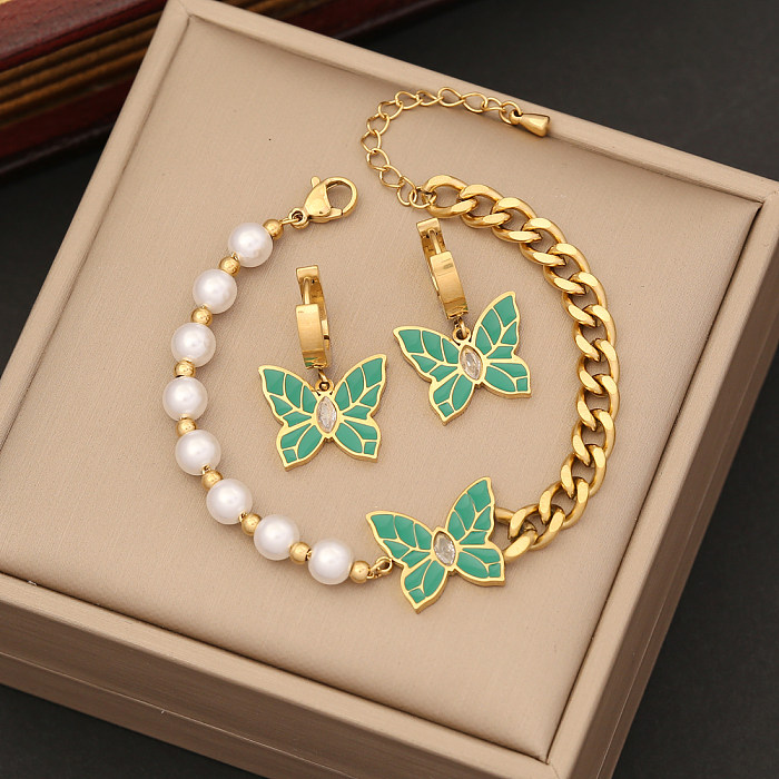 Großhandel mit eleganten Schmetterlings-Armbändern, Ohrringen und Halsketten aus Edelstahl