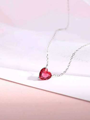 Fashion Heart Shape Copper Inlay Artificial Diamond Pendant Necklace 1 Piece