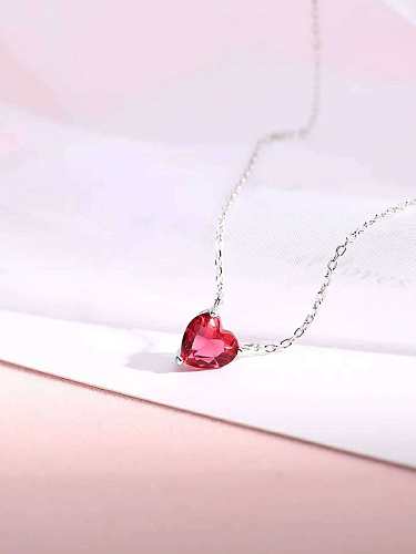 Collier pendentif en diamant artificiel avec incrustation de cuivre en forme de cœur à la mode, 1 pièce