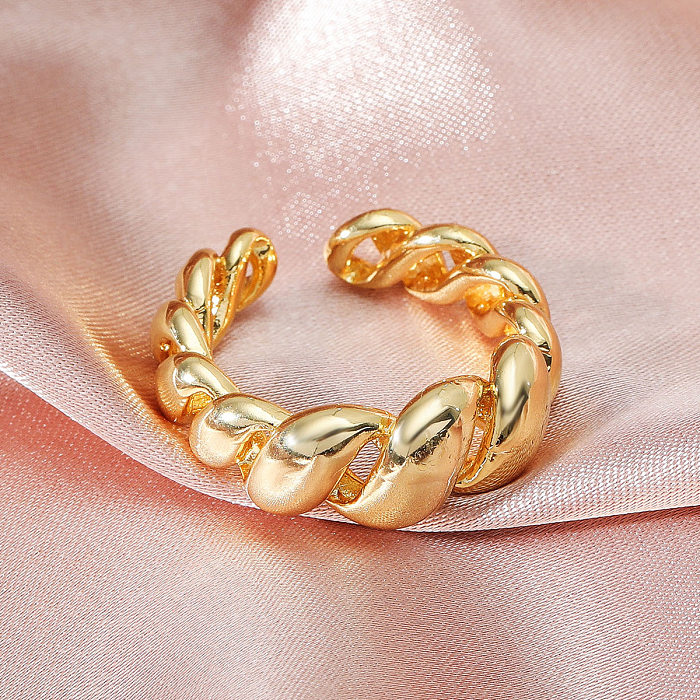 Retro Lady Cross Solid Color Chains Print Copper Plating 18K Gold Plated Rings
