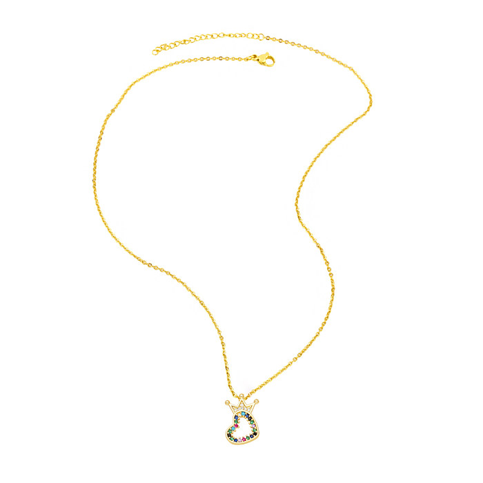 IG Style Mode Einfacher Stil Herzform Schleife Knoten Verkupferung Inlay Zirkon 18 Karat vergoldete Halskette