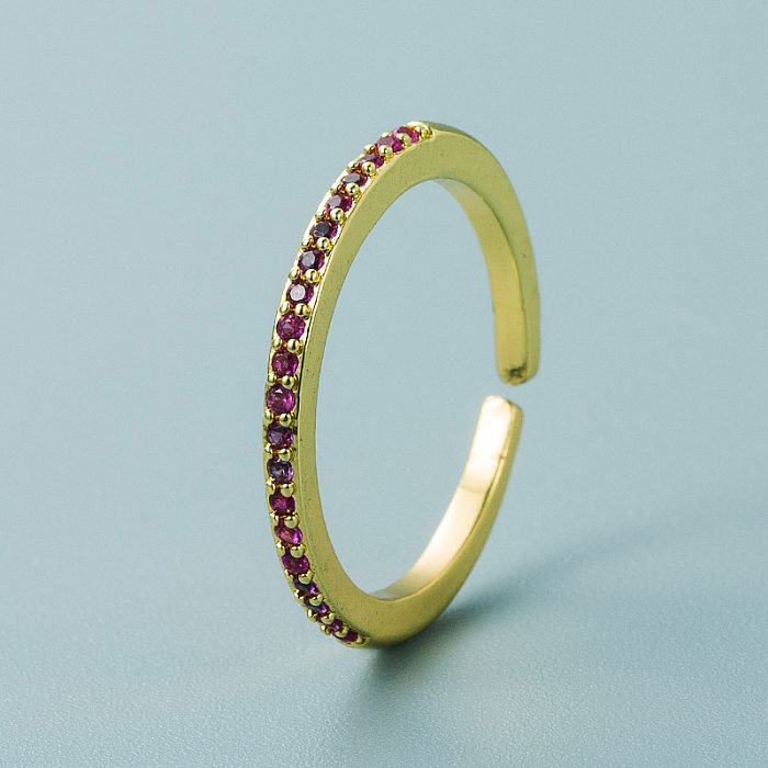Simple Popular Color Micro-inlaid Zircon Copper Ring Wholesale jewelry