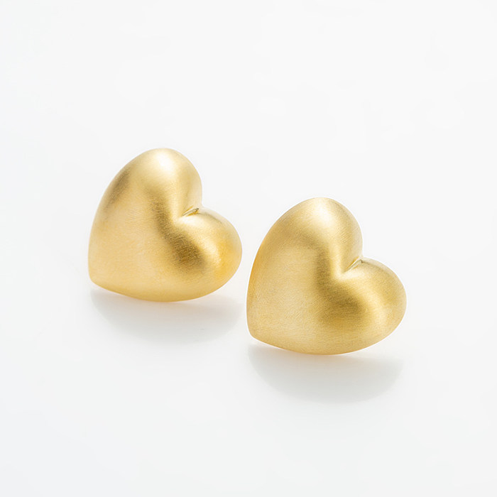 Brincos de argola banhados a ouro, estilo simples, forma de C, triângulo, formato de coração, metal, cobre, 1 par