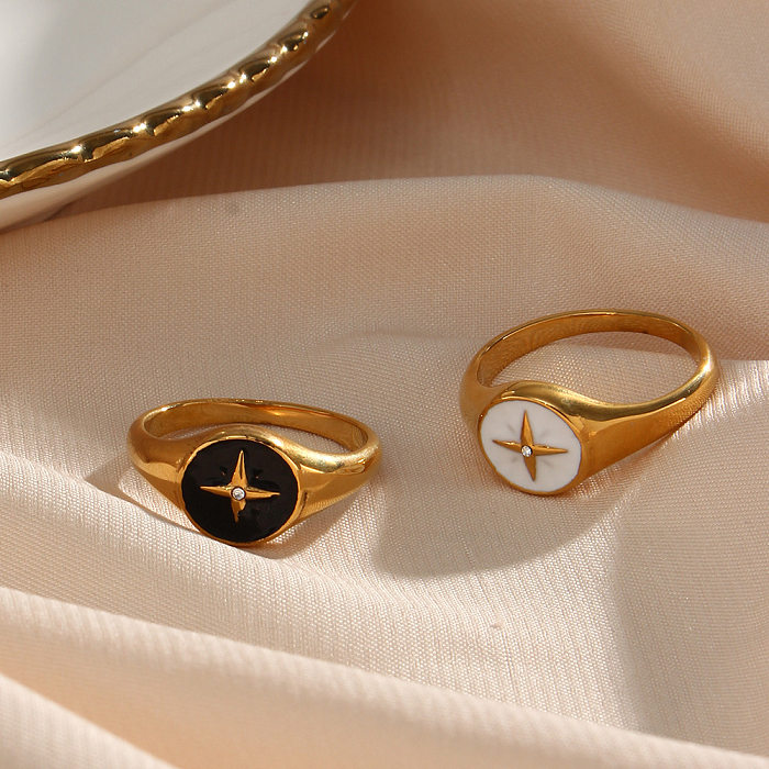 Fashion Wholesale Vintage Drip Compass Disc Stainless Steel Ring