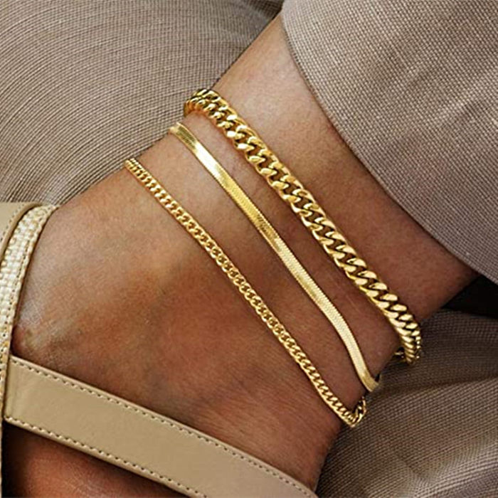 Tornozeleira com pulseiras de cobre de cor sólida estilo simples