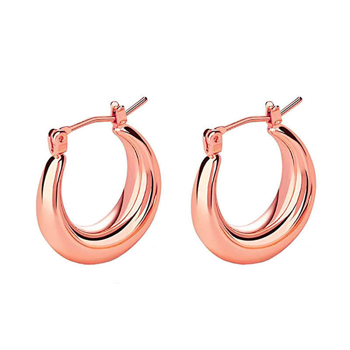 1 Pair Fashion Solid Color Copper Plating Hoop Earrings