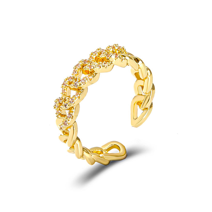 Fashion Zircon Chain Hollow Opening Adjustable Ring