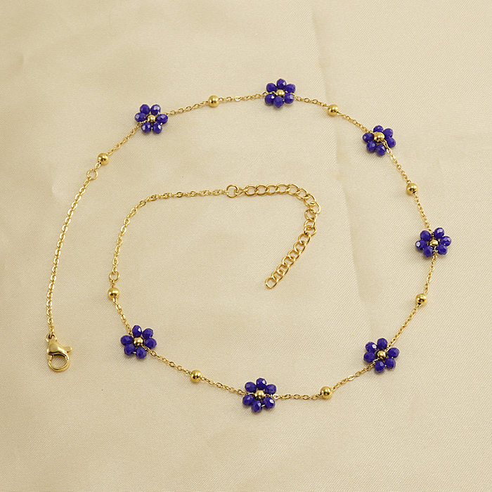Lady Flower Stainless Steel Titanium Steel Plating Bracelets Necklace 1 Piece
