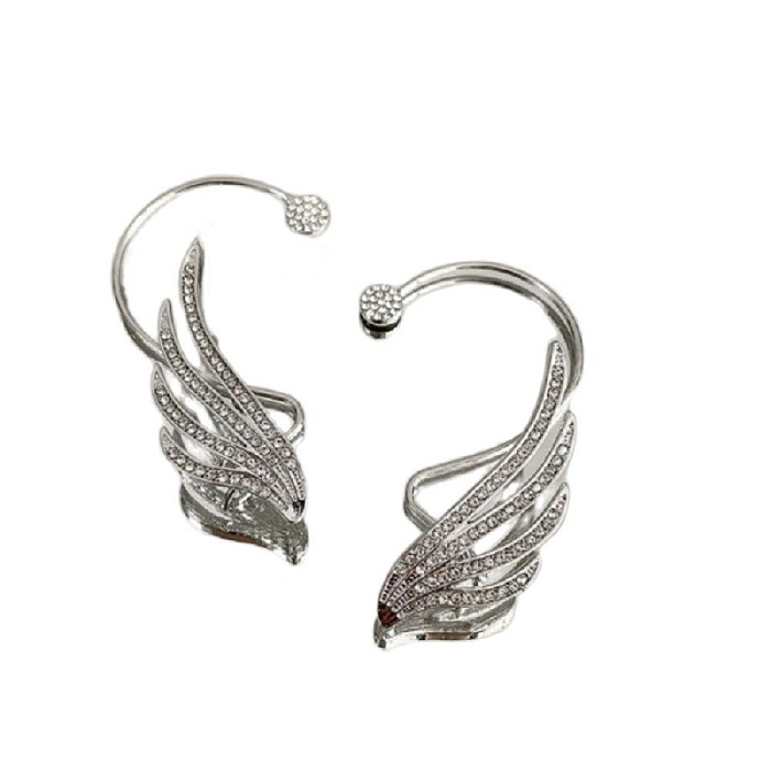 1 Piece Simple Style Wings Plating Inlay Alloy Copper Rhinestones Glass White Gold Plated Earrings Ear Hook