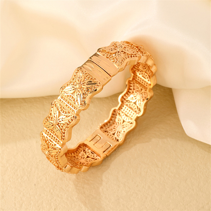 Elegant Glam Bridal Round Copper Plating Gold Plated Bangle