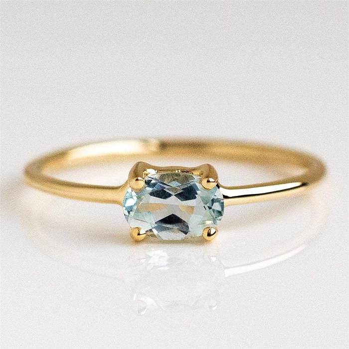 Bague en cuivre géométrique incrustée de Zircon coloré Vintage 18K, vente en gros de bijoux