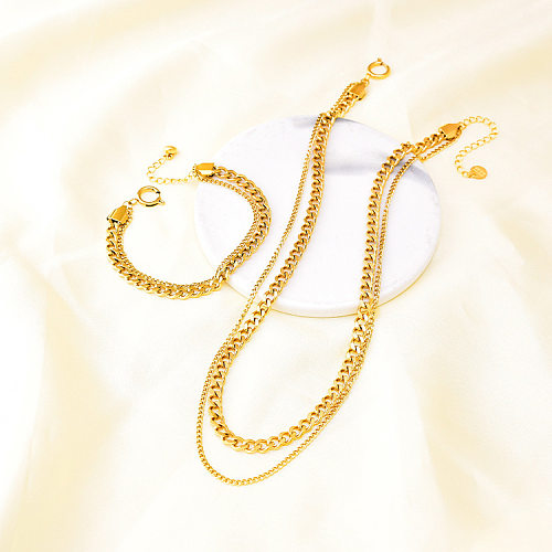 Lady Solid Color Titanium Steel Plating Bracelets Necklace