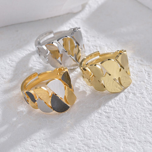 Schlichter Stil, klassischer Stil, unregelmäßige offene Ringe mit Edelstahlbeschichtung und 14-Karat-Vergoldung