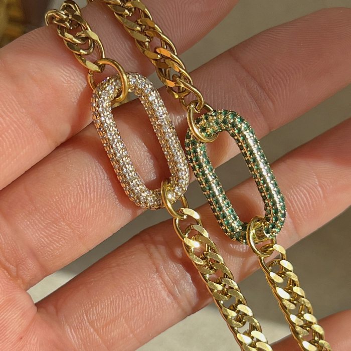 Streetwear Ovale Kupferbeschichtung Inlay Zirkon Armbänder Ohrringe Halskette
