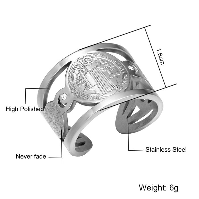 Ethnic Style Human Stainless Steel Open Rings