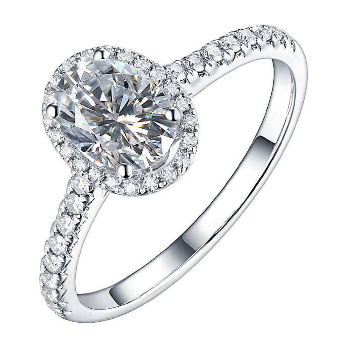 Anéis de diamante artificiais de lustro do embutimento de cobre oval do estilo simples 1 parte