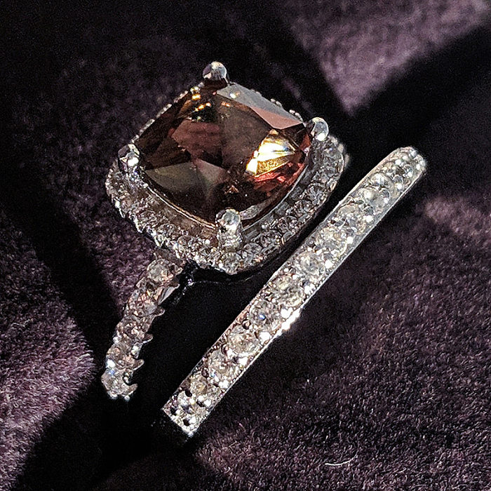 1 paire d'anneaux en Zircon incrustés de cuivre, ronds et carrés en forme de cœur
