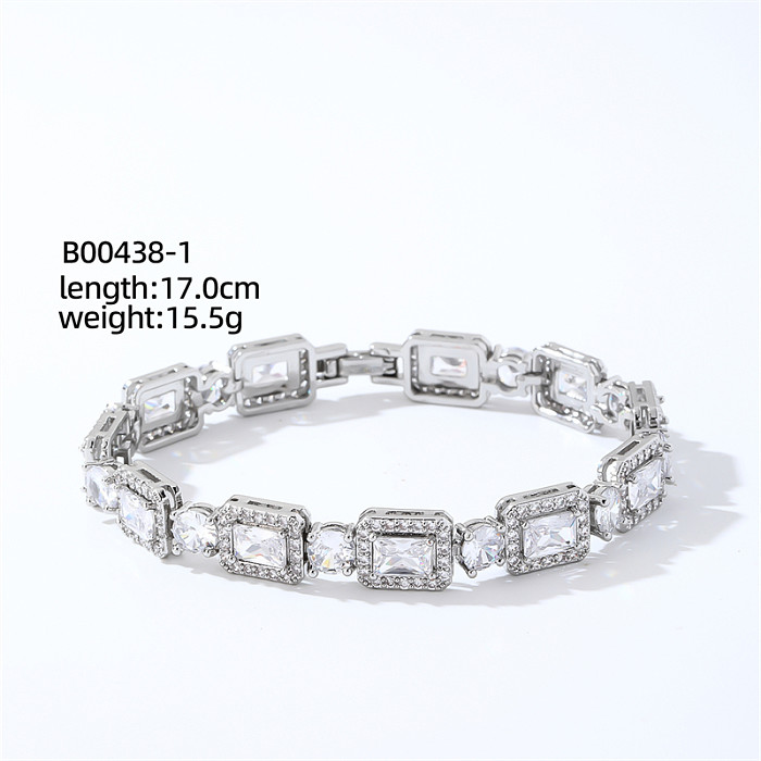 Casual Square Oval Copper Plating Inlay Zircon Gold Plated Bracelets