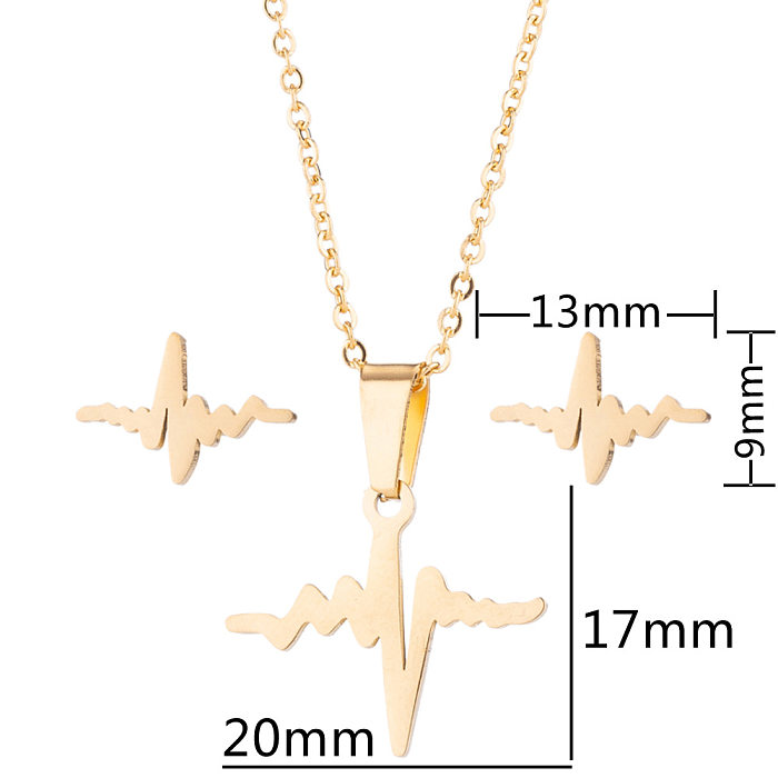 Conjunto de joias revestidas de aço inoxidável com eletrocardiograma da moda 1 conjunto