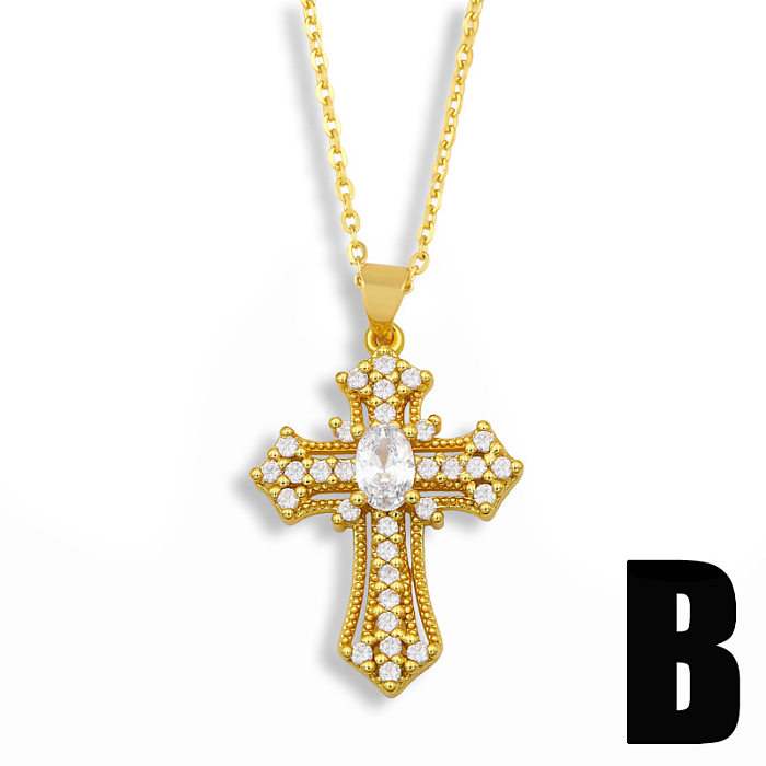 Einfache Retro-Kreuz-Diamant-Kreuz-Halskette