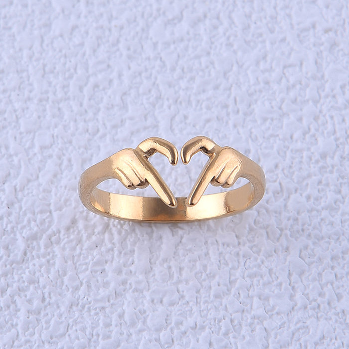 Anéis de aço titânio em formato de coração da moda 1 peça