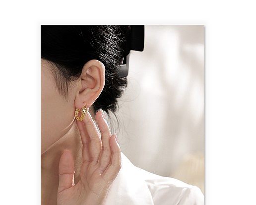 1 Pair Fashion Geometric Copper Plating Zircon Earrings