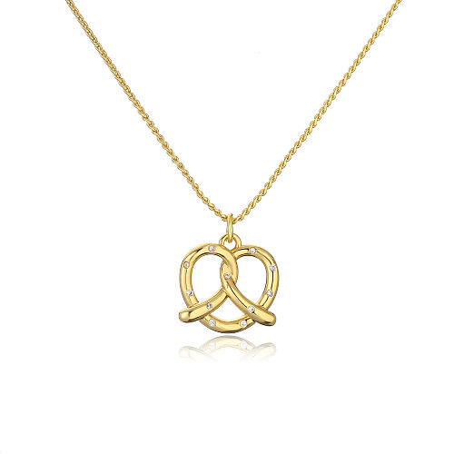 1 Piece Cute Heart Shape Copper Inlay Zircon Pendant Necklace