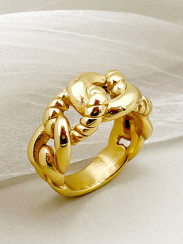 Vintage Style Simple Style Solid Color Stainless Steel Gold Plated Rings In Bulk