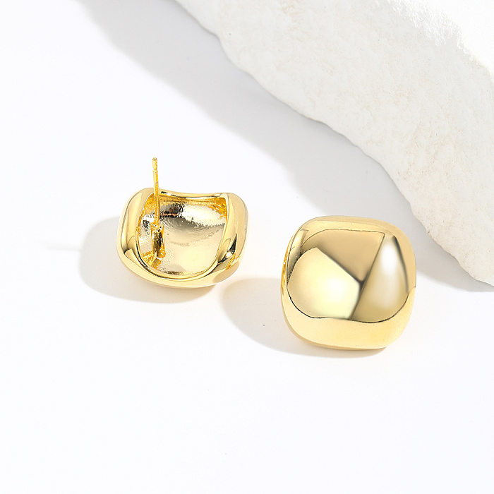 1 Pair Simple Style Square Plating Brass Ear Studs
