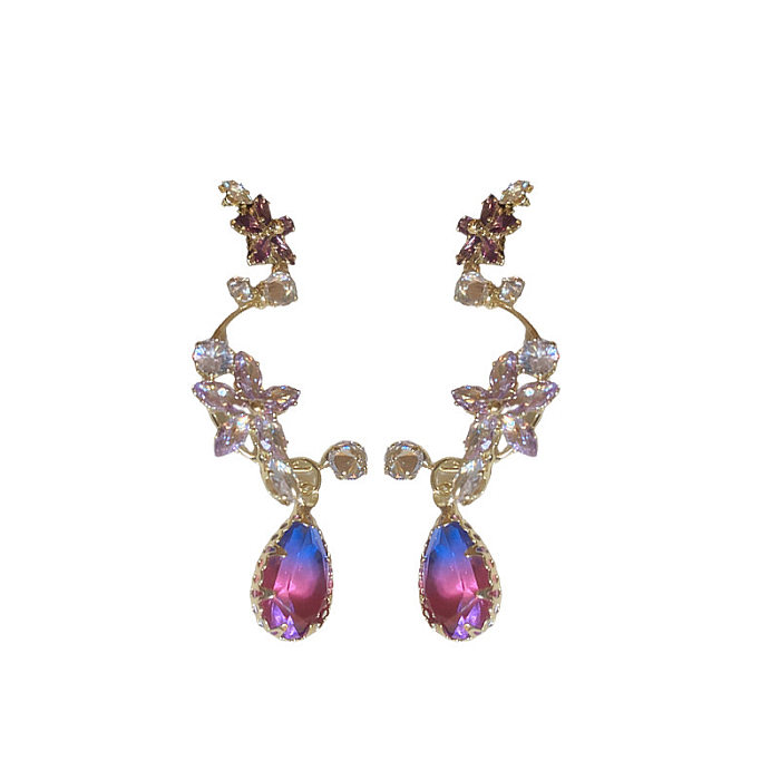 1 Pair Fairy Style Elegant Streetwear Flower Bow Knot Copper Plating Inlay Zircon Drop Earrings
